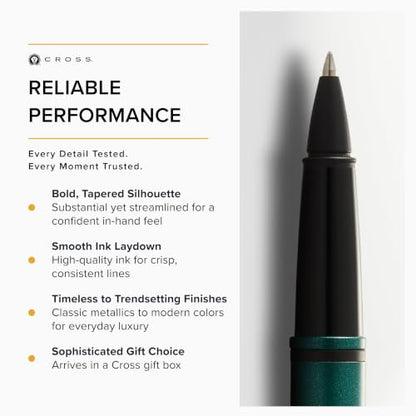 Cross Calais Rollerball Pen, Matte Green & Black, Medium Point, Black Ink - color: Matte Green & Black