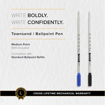 Cross Townsend Black PVD Micro-Knurl Ballpoint Pen, Medium Point, Black Ink - color: Black Micro-knurl