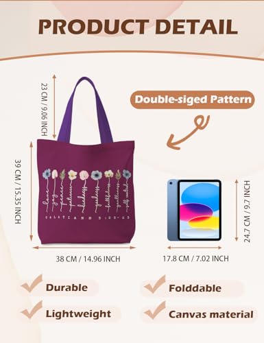 Bible Bags for Women, Christian Tote Bag, Gifts for Christian Women - color: Purple