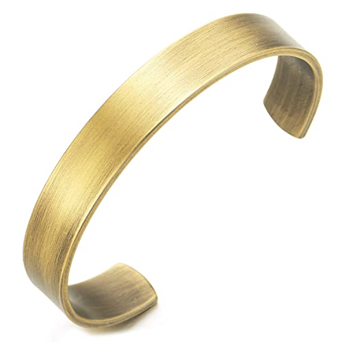 Stainless Steel Adjustable Cuff Bangle Bracelet for Men Women Minimalist - color: M-Metal Color: Bronze