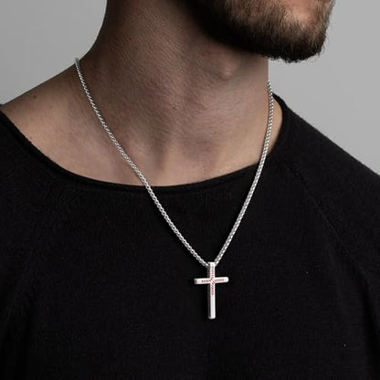 Yoosteel Baseball Cross Necklaces for Boys Kids,2 Pcs Necklace Jewelry Gift - color: 18 inch 2 Pcs Black+Silver-Plated