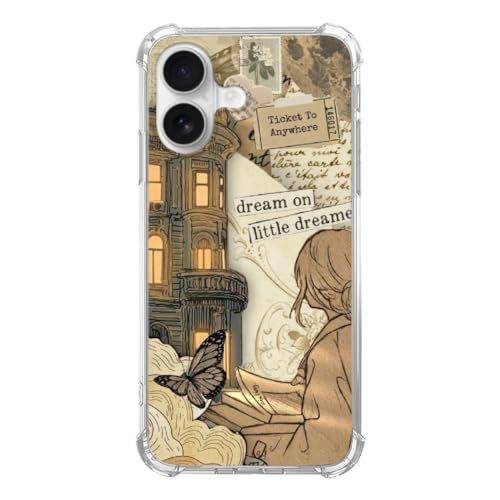 Book Lover Arstistic Phone Case Compatible with iPhone 17, Vintage Vibe Girl Scrapbook Phone Cover for iPhone 17 - color: Book Lover Arstistic