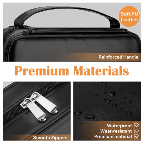 Large Bible Cover Case for Women and Men, 10x7 PU Leather Bible Sleeve, Compact Travel Bible Carrier Bag with Front Pen Holders, Zipper Closure, Inner Pockets - Black - color: Black, size: 10.12''x7''x1.8''
