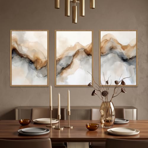 Abstract Neutral Watercolor Framed Canvas Wall Art Set -16"×24" x3 - color: Abstract Neutral Wall Art, size: 16"L x 24"W