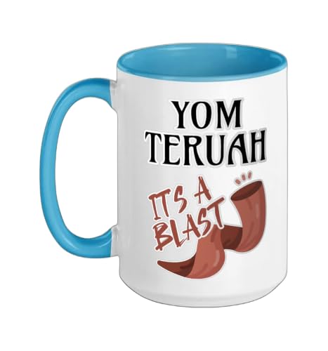 Yom Teruah It's a Bang Ceramic Mug, Blue/White, 15oz - color: Blue/White, size: 15 Ounces