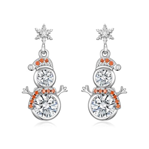 Dorunmo 925 Sterling Silver Dangle Drop Earrings for Women Holiday Earrings Hypoallergenic Halloween Christmas Jewelry Festival Gifts for Women - style: Christmas-Snowman-02