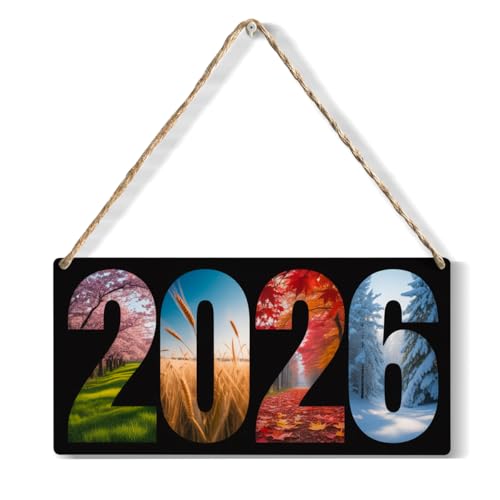 YCYD 2026 Spring Summer Autumn And Winter Season Wood Sign Family Wall Decor, Hanging Wood Sign Home Decorative Farmhouse Porch Decor, Season Gift 12 x 6 Inches - color: Calendar