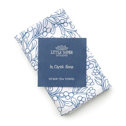 Little Things Studio - in Christ Alone Hymn Tea Towel, Dark Blue, 28 x 28 - color: In Christ Alone – Blue