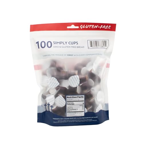 Simply Communion Cups Bagged Gluten-Free 100 Count | Prefilled Concord Juice & Gluten-Free Bread | Individually Sealed, Easy-Open | Ready-to-Serve for Church, Home & Ministry