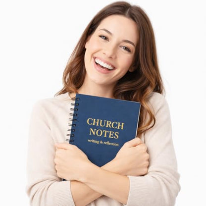 Church Notes Journal, Sermon Notes Notebook with Waterproof Clear PVC Cover, 100GSM No-Bleed Paper, Spiral Bound, 158 Pages, Christian Church Notebook for Bible Study, Worship & Reflection