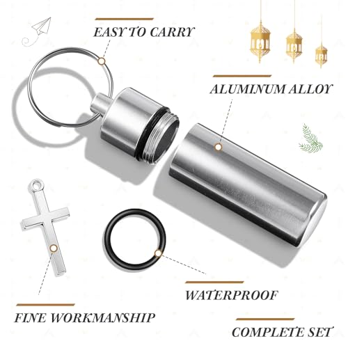 Tandefio 10 Sets Anointing Oil Bottle Keychain Vial for Baptism, Silver - color: Silver