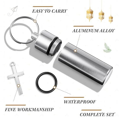 Tandefio 10 Sets Anointing Oil Bottle Keychain Vial for Baptism, Silver - color: Silver