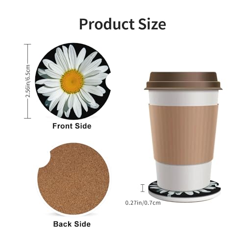 Daisy Flower Car Cup Holder Coasters 2 Pack 2.63" for Women - color: Clear