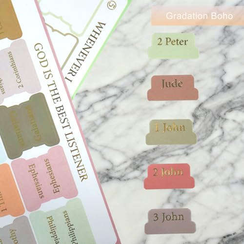Vorscrin-Laminated Bible Tabs for Women and Men, Gold Foil Lettering Design, Reposition and Large Print Stickers, Bible Study Supplies, 75 Chapters Labels for Easy Navigation (Boho) - color: Boho