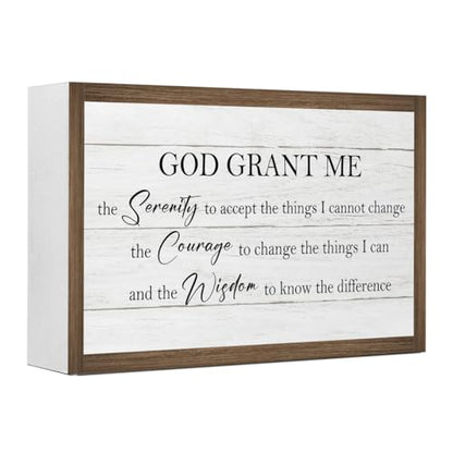God Grant Me Bible Verse Wooden Box Sign Desk Decor,Rustic Scripture Wooden Block Plaque Sign for Christian Farmhouse Home Office Shelf Table Wall Decor ﻿