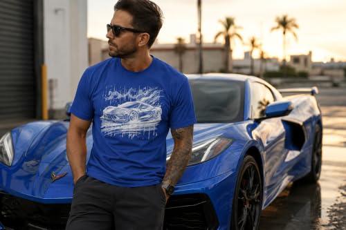 Ink Trendz C8 Matrix Next Generation Corvette Racing Graphic T-Shirt | Unisex Crew Neck | ZR1 Z06 Stingray T-Shirt - color: Royal Blue, size: 3X-Large