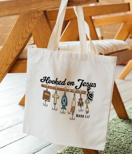 Christian Jesus Inspirational Canvas Tote Bag for Church Baptism - color: Jesus3