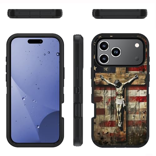 Case for iPhone 18 Pro/iPhone 17 Pro, American Flag Cross Jesus - color: American Flag Cross Jesus, size: iPhone 18 Pro / 17 Pro