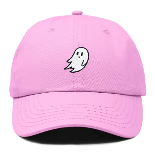 DALIX Ghost Embroidered Mens Womens Cotton Dad Hat Baseball Cap Adjustable - color: Light Pink
