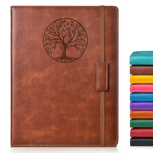 Biuwory B5 Leather Journal Notebook, 256 Lined Pages, Hardcover 7.8"×10.2" - color: Brown, size: Lined-256 Pages (7.8"×10.2")