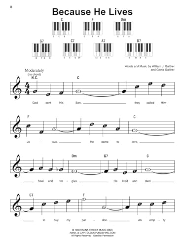 Gospel Super Easy Songbook | 60 Gospel Classics for Piano | Easy Piano Arrangements with Chords and Lyrics | Christian and Worship Songs for Beginners | Gift for Pianists