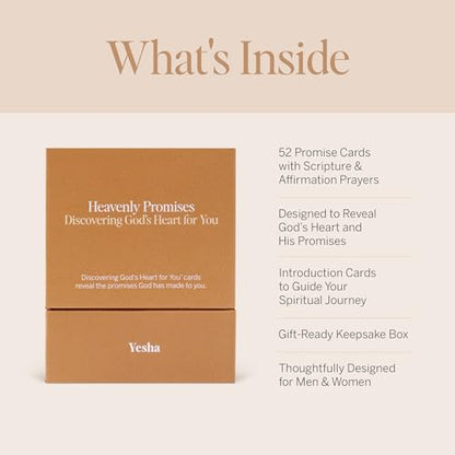 Yesha 52 Heavenly Promises Pocket Bible Verse Cards | Discovering God's Heart for You | Compact Christian Affirmation Cards for Daily Devotional Prayer | Premium Pocket-Size Faith Gift for Men & Women