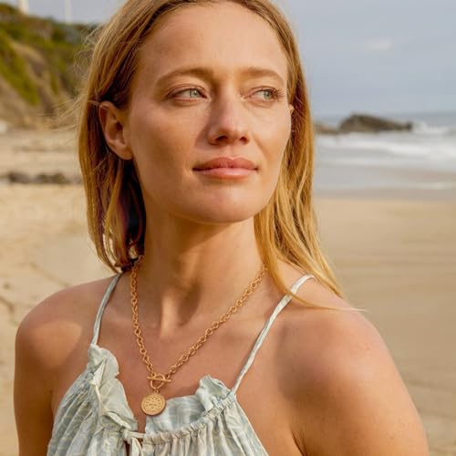SOFYBJA Saint Benedict Necklace Drop 18K Gold Toggle Medallion Coin Cross Pendant Necklaces Religious Jewelry Catholic Gift for Women - color: Gold Chunky Link Water Droplet Chain Cross Coin Necklace