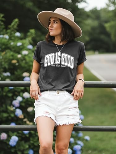 Christian Shirt for Women God is Good Graphic Tee Bible Verse - color: Darkgrey-god, size: XX-Large