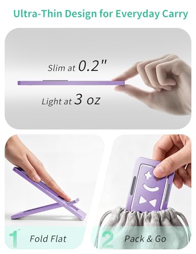 Aoviho Foldable Cell Phone Stand for Desk, Portable Phone Holder,Purple - color: Purple