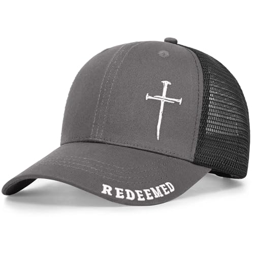 Christian Jesus Cross Hat for Men Women - Faith 3 Nail Cross Hats - Religious Gifts for Thanksgiving Christmas, Medium - color: Dark Grey, size: Large