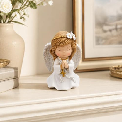 Comfy Hour 5 Inch Catholic Praying Angel Statue, Gold Cross - style: Rustic, Antique, Vintage