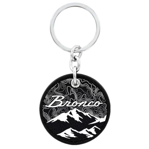 Ford Bronco Vintage Script Key Chain - color: Black/Topographic
