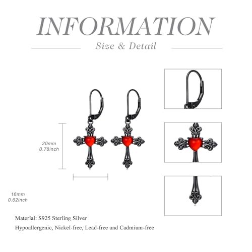 HPQQ Earrings for Women Sterling Silver Dangle Earrings Birthday Christmas Jewelry Gifts for Women Wife Mom - color: White Gold-Cross