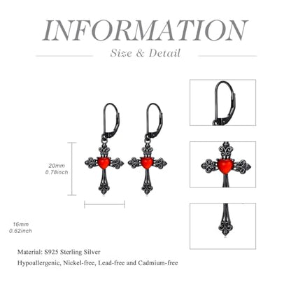 HPQQ Earrings for Women Sterling Silver Dangle Earrings Birthday Christmas Jewelry Gifts for Women Wife Mom - color: White Gold-Cross