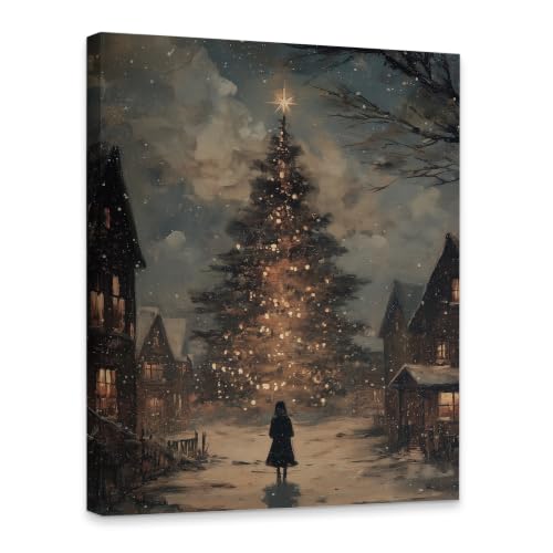 KSDUT Vintage Christmas Winter Village Framed Wall Art 11x14 Inch - color: Christmas-10