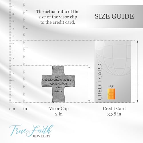 True Faith Jewelry Drive Safe Cross Car Visor Clip, Christian Religious Automotive Accessories, Driver Gifts, 2 x 1-3/4 Inch, Pewter, Dad - size: Dad