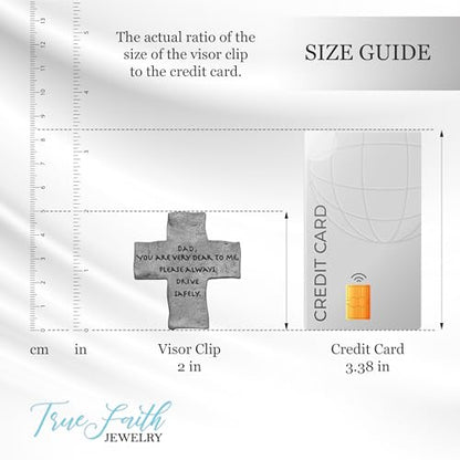 True Faith Jewelry Drive Safe Cross Car Visor Clip, Christian Religious Automotive Accessories, Driver Gifts, 2 x 1-3/4 Inch, Pewter, Dad - size: Dad