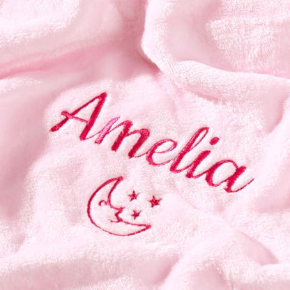 Personalized Baby Blanket with Embroidered Name,Custom Baby Receiving Blankets Soft Fleece Toddler Blanket for Newborn Baby Girl Shower Gifts -36" x 36" - color: Pink