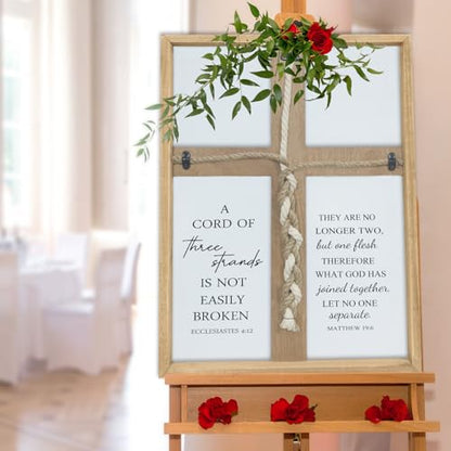 RLWangChao A Cord of Three Strands Wedding Ceremony Unity Sign 22"X16" Wood