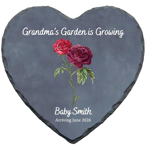 Personalized Promoted to Grandma Pregnancy Announcement Heart Stone Custom Baby Reveal Slate Plaque Keepsake Gift for Nana and Mimi Gifts (S-208) - color: S-208