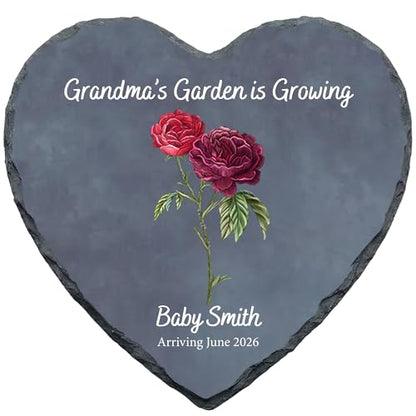 Personalized Promoted to Grandma Pregnancy Announcement Heart Stone Custom Baby Reveal Slate Plaque Keepsake Gift for Nana and Mimi Gifts (S-208) - color: S-208
