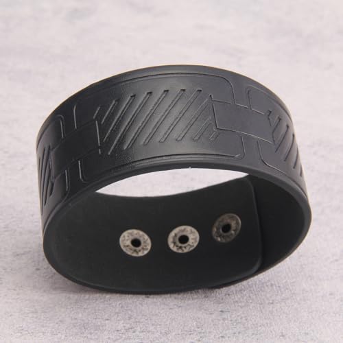 GelConnie Punk Leather Cuff Bracelet Adjustable Straps Wrap Bracelets Arm Armor Cuff Gothic Leather Wristbands for Men, Women - color: MLPB085-Black