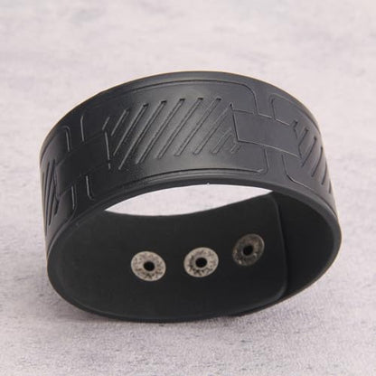 GelConnie Punk Leather Cuff Bracelet Adjustable Straps Wrap Bracelets Arm Armor Cuff Gothic Leather Wristbands for Men, Women - color: MLPB085-Black