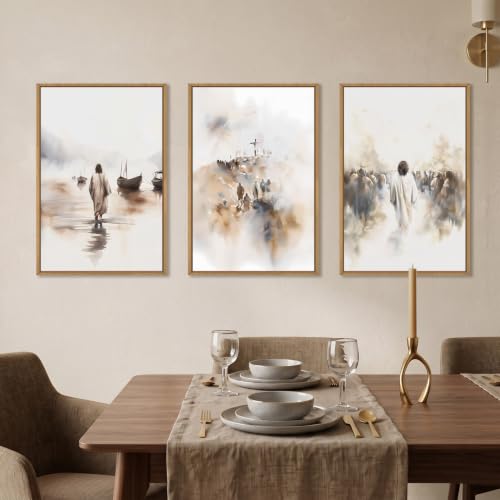 Large Jesus Christian Framed Canvas Wall Art -24"x36"x3 - color: Christian Jesus Wall Art, size: 24"L x 36"W