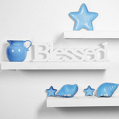 Blulu Blessed Letter Table Sign Wooden Blessed Standing Sign,White - color: White