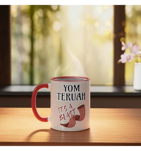 Yom Teruah It's a Bang Ceramic Mug, Red/White - color: Red/White, size: 11 Ounces