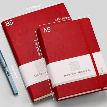 AHGXG Lined Journal Notebook, 320 Numbered Pages, B5 (7.6'' X 10'') - color: Red, size: B5