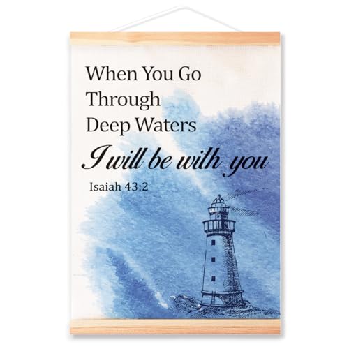 Ybqhd When You Go Through Deep Waters Poster Hanger,Bible Verse Wall Art - color: Isaiah 43:2