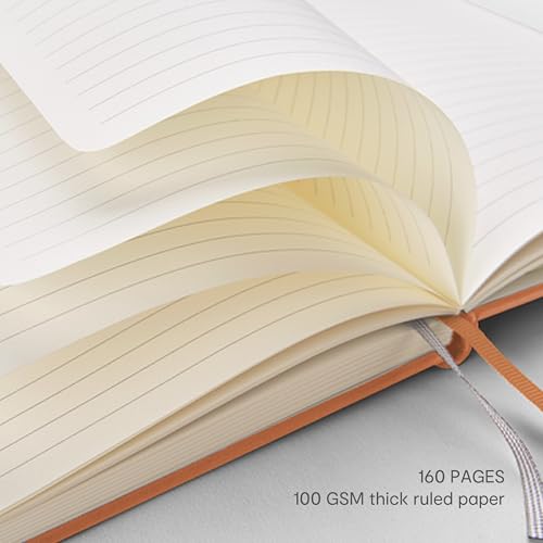 &And Per Se Lined Journal and Pen Set, A5 Leather Hardcover Notebook with Pen & Stationary Set, 160 Pages 100GSM Thick Ruled Paper Journal for Business Work Writing (Light Brown) - color: Light Brown