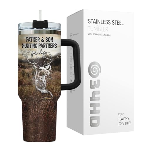 34HD Hunting Father Hunter Partner Life 40 oz Tumbler with Handle, Dad Gift - color: Hunting Father Day
